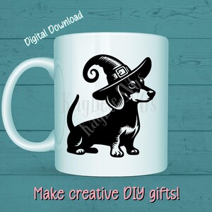 Dachshund in Witch Hat SVG PNG Cut Files for Cricut, Silhouette Digital ...