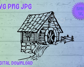 Watermill SVG PNG JPG Clipart Digital Cut File Download for Cricut Silhouette Sublimation Printable Art - Commercial Use