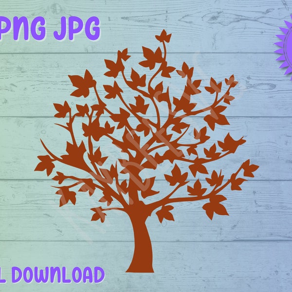Maple Tree SVG PNG JPG Clipart Digital Cut File Download for Cricut Silhouette Sublimation Printable Art - Commercial Use