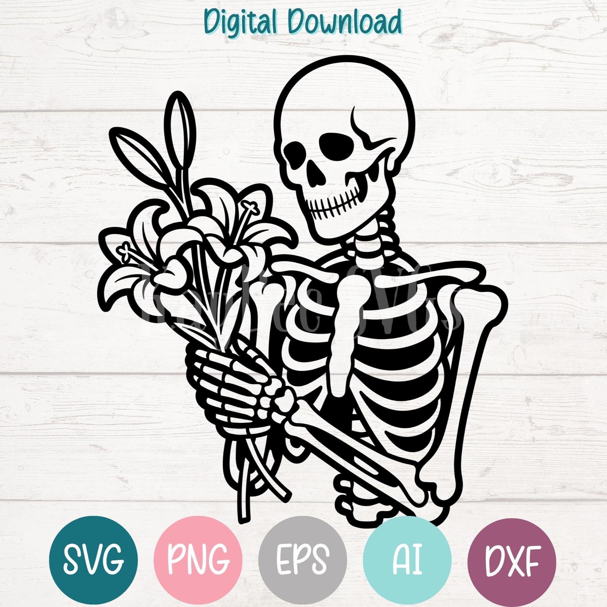 Skeleton With Lilies SVG, Cricut & Silhouette Cut Files (digital