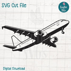 Airplane SVG PNG Jet Clipart for Travel and Pilot-Themed Crafts | Cut File for Cricut, Silhouette, Laser Engraving, Sublimation, Printable