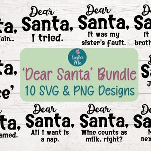 Divertente pacchetto SVG/PNG "Caro Babbo Natale" per magliette, tazze e lavoretti natalizi / Download immediato