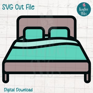 Bed SVG PNG Cut Files for Cricut, Silhouette Digital Download, Laser Engraving, Sublimation Printable, Commercial Use Clipart