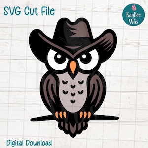 Cowboy Owl SVG PNG Western Animal Clipart para artesanato de fazenda e rodeio | Arquivo de corte para Cricut, Silhouette, Gravação a laser, Sublimação, Impressão