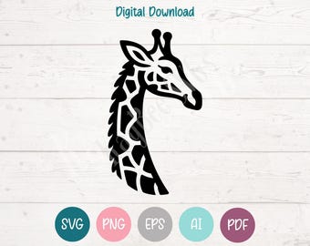 Giraff SVG PNG Clipart-klippfiler för Cricut, Silhouette, Lasergravyr, Sublimering (Digital)