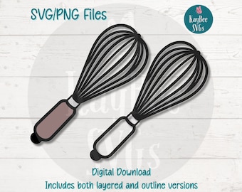 Kitchen Whisk SVG PNG Clipart | Baking Cut File (Digital)