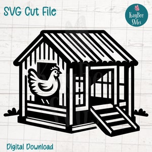Archivo SVG de gallinero para Cricut, Silhouette, descarga digital, clipart imprimible, uso comercial, clip art, contorno de plantilla láser