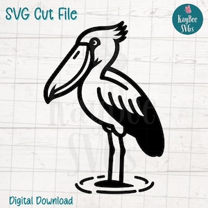 Schoenbekooievaar ooievaar SVG PNG exotische vogel clipart voor natuur en vogels kijken ambachten | Snijbestand voor Cricut, silhouet, lasergravure, afdrukbaar