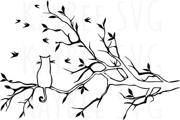 Cat in A Tree SVG PNG JPG Clipart Cut File Download for Cricut | Etsy