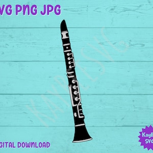 Clarinet SVG PNG JPG Clipart Digital Cut File Download for Cricut Silhouette Sublimation Printable Art - Commercial Use