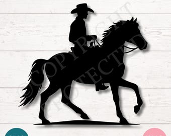 Cowboy Riding Horse SVG, Laser Cut File, Clipart (Digital Download)