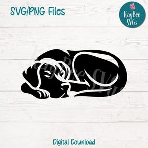 Alano addormentato SVG PNG Razza di cane Clipart per relax e amanti degli animali domestici Artigianato / File di taglio per Cricut, Silhouette, Incisione laser, Stampa