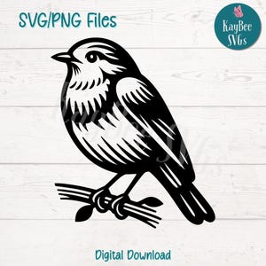 Robin Bird SVG PNG Cut Files for Cricut, Silhouette Digital Download, Laser Engraving, Sublimation Printable, Commercial Use Clipart