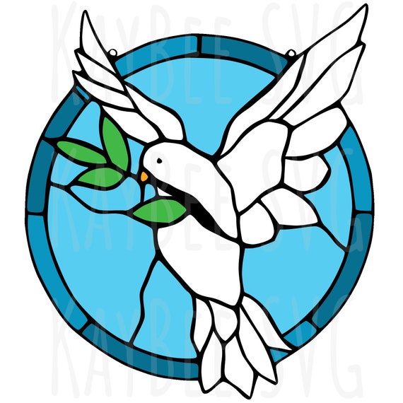 Stained Glass Dove Holding Olive Branch Peace SVG PNG JPG - Etsy