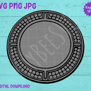 Sewer Manhole Cover SVG PNG JPG Clipart Digital Cut File Download for Cricut Silhouette Sublimation Printable Art - Commercial Use