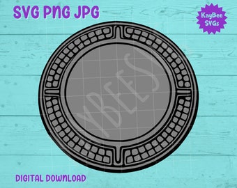 Sewer Manhole Cover Clipart – SVG PNG JPG Digital Cut File (Digital Download)