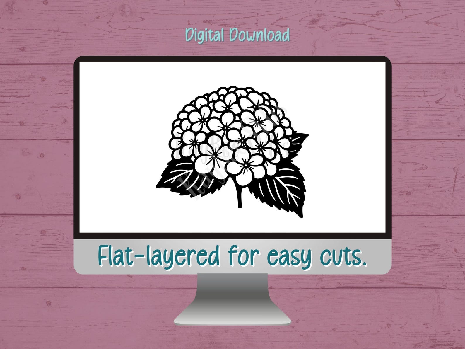 Hydrangea Flower SVG PNG Clipart Cut Files for Cricut, Silhouette ...