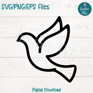 Abstrait Colombe SVG PNG Dessin au trait oiseau Clipart pour la paix et l'artisanat religieux | Fichiers de découpe pour Cricut, Silhouette, gravure laser, sublimation