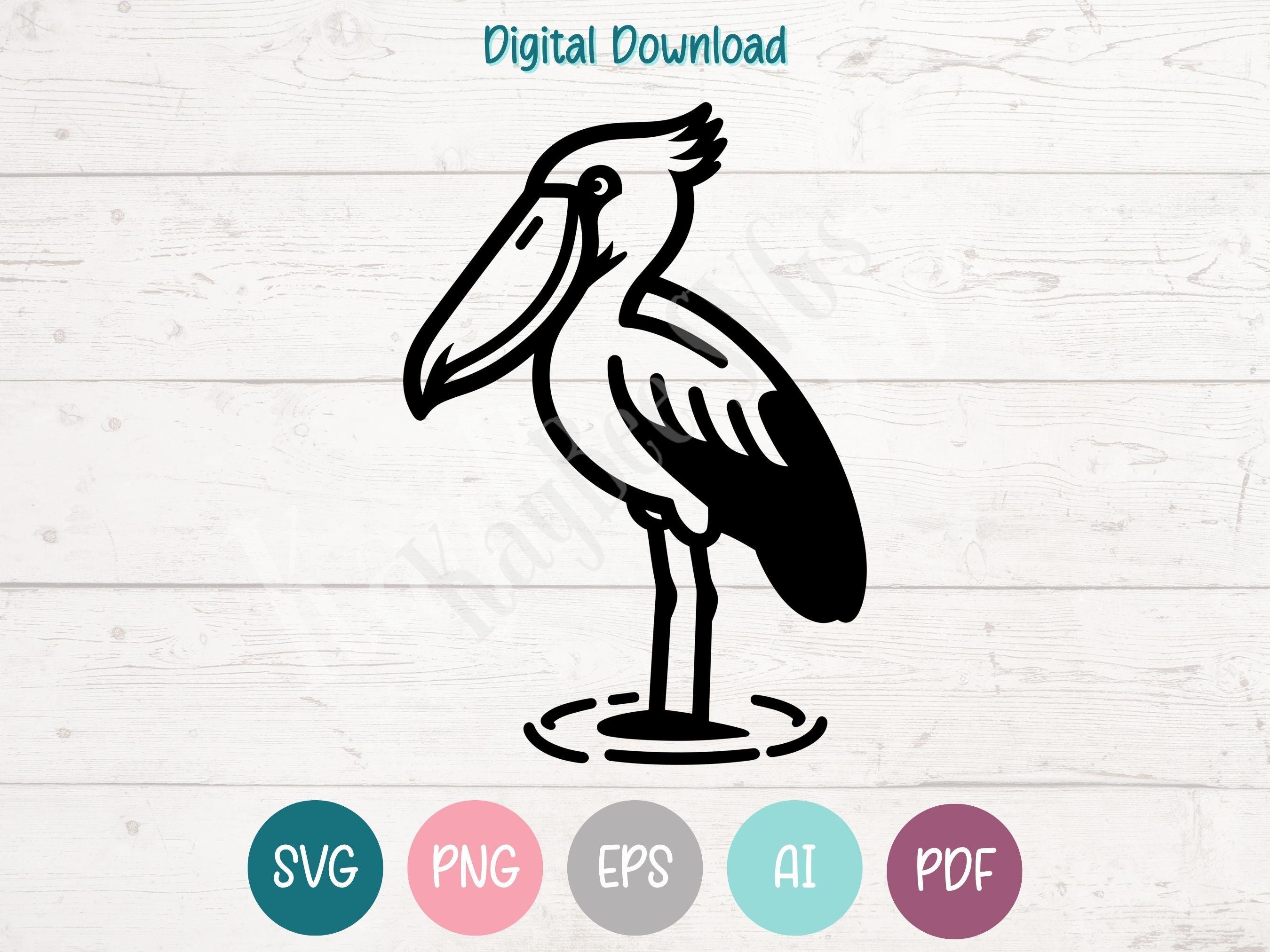 ハシビロコウ SVG PNG クリップアート カットファイル（Cricut