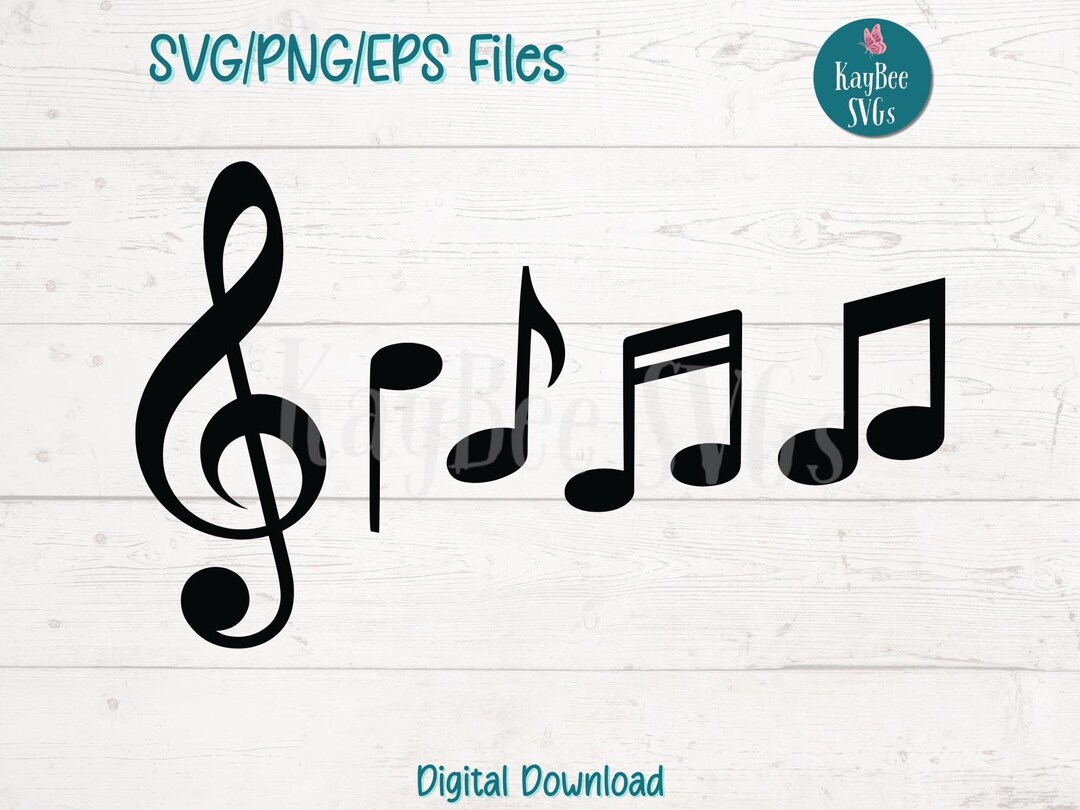 Music Notes SVG PNG EPS Cut Files for Cricut, Digital Download, Laser ...