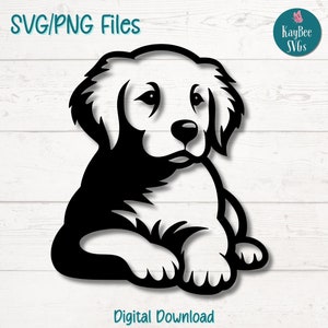 Golden Retriever Puppy SVG | PNG Cut Files for Cricut, Silhouette, Digital Download, Printable Clipart, Commercial Use Clip Art, Sublimation