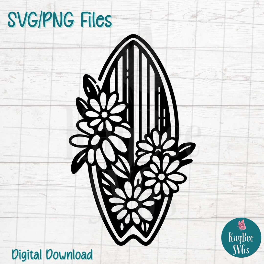 ♡SURF♡画面 Floral Surfboard SVG, Tropical Surf Art Clipart (digital) - Etsy