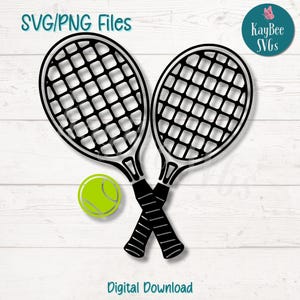Tennisrackets SVG PNG-bestanden knippen voor Cricut, silhouet digitale download, lasergravure, afdrukbare sublimatie, commercieel gebruik clipart