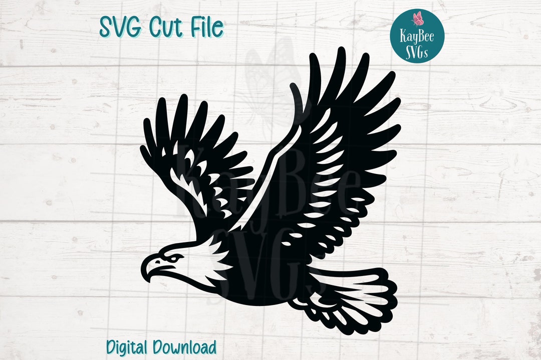 Flying Bald Eagle SVG Cut File for Cricut, Silhouette, Digital Download ...