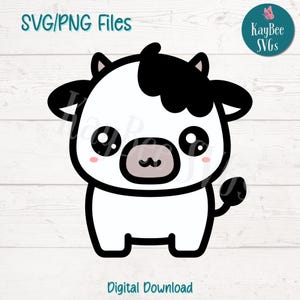 Cute Cow SVG Cut Files for Cricut & Silhouette, PNG Digital Download for Sublimation, Laser Engraving, Commercial Use Clipart