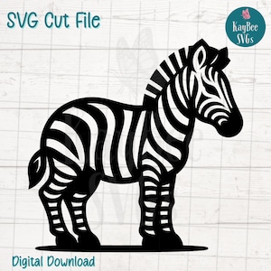 Clipart de animal listrado em formato PNG de zebra SVG para artesanato de safári e selva | Arquivo de corte para Cricut, Silhouette, gravação a laser, sublimação, para impressão