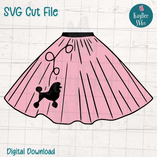 Poodle Skirt SVG Cut File for Cricut, Silhouette, Digital Download, Printable Clipart, Commercial Use, Clip Art, Laser Stencil Outline