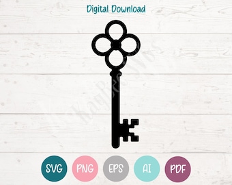 Skeleton Key SVG PNG Clipart Cut Files for Cricut, Silhouette, Laser Engraving, Sublimation (Digital)