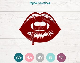 Vampir Lippen SVG PNG Schnitt Dateien für Cricut, Silhouette, Laser Gravur, Sublimation (Digital)