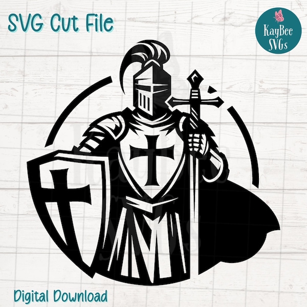 Crusades Knight - Armor of God SVG Cut File for Cricut, Silhouette, Digital Download, Printable Clipart, Commercial Use, Clip Art, Laser