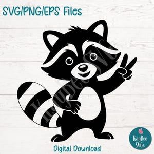 Signo de la paz de mapache SVG PNG, divertido animal clipart para manualidades hippies y forestales / Archivo de corte para Cricut, Silhouette, grabado láser, sublimación