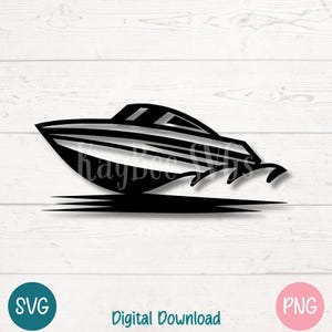 Speedboat SVG Racing Powerboat PNG for Nautical and Marine Designs | Cut Files for Cricut, Silhouette, Sublimation, Laser Engraving, Print