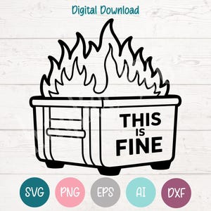 Dumpster Fire SVG PNG-clipart gesneden bestanden voor Cricut, silhouet, lasergravure, sublimatie (digitaal)
