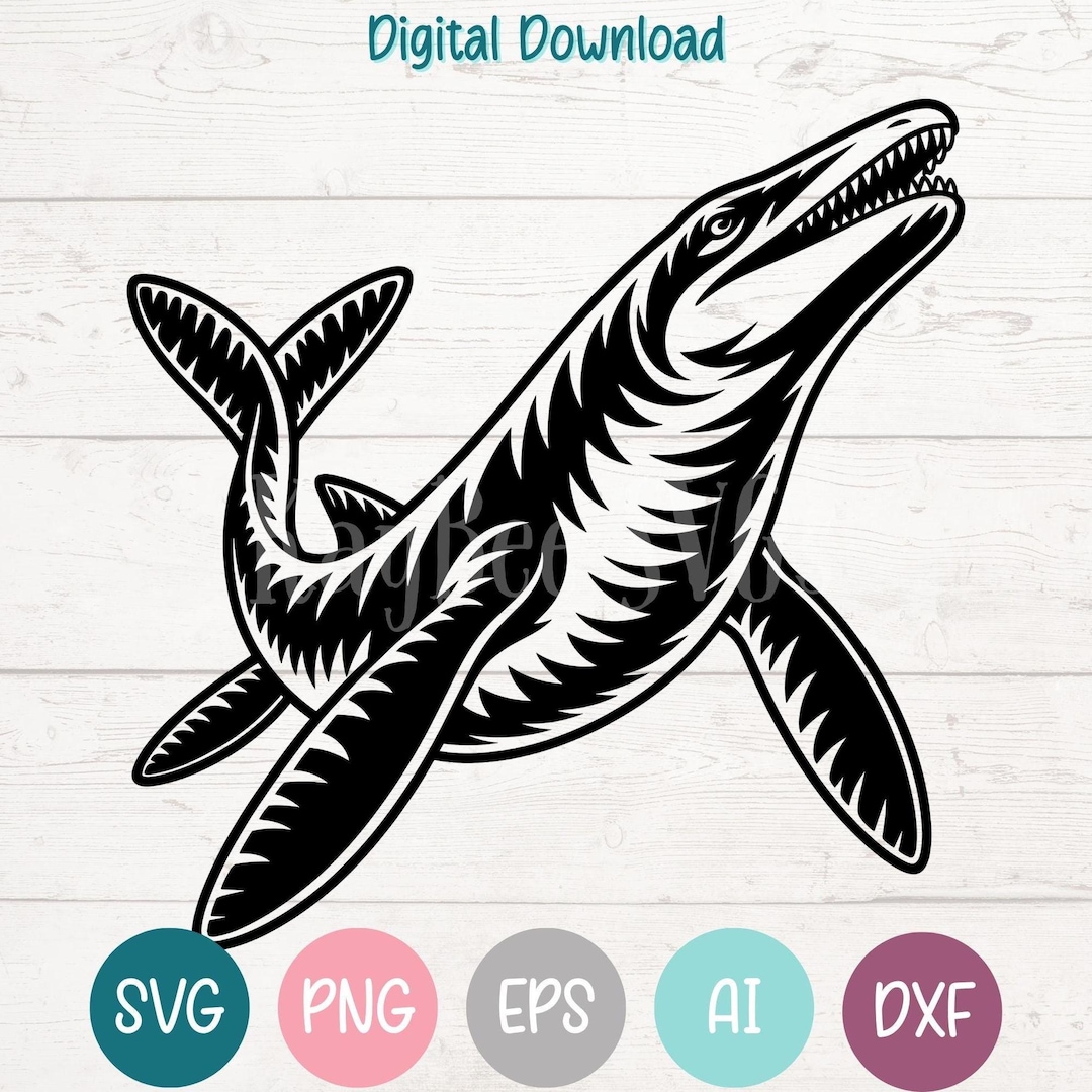 Mosasaurus SVG PNG Clipart Cut Files for Cricut, Silhouette, Laser ...