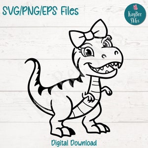 Coquette Dinosaur SVG | PNG | EPS Cut Files for Cricut, Silhouette, Digital Download Printable Clipart, Commercial Use Clip Art, Sublimation