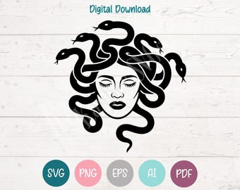 Medusa SVG PNG Clipart Cut Files for Cricut, Silhouette, Laser Engraving, Sublimation (Digital)