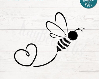 Bee Tracing Heart SVG PNG Cut Files for Cricut, Silhouette Digital Download, Laser Engraving, Sublimation Printable, Commercial Use Clipart