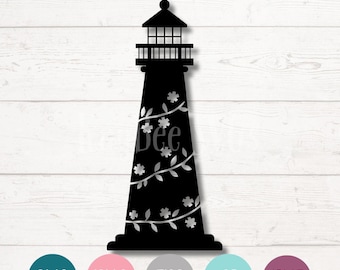 Floral Lighthouse SVG PNG Clipart Cut Files for Cricut, Silhouette, Laser Engraving, Sublimation (Digital)