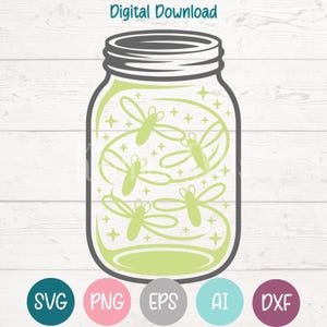 Pliki Firefly Jar SVG PNG Cut dla Cricut, Silhouette Digital Download, Grawerowanie laserowe, Sublimacja Drukowalne Clipart, Użytek Komercyjny