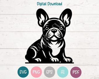 フレンチブルドッグのSVG PNGクリップアートカットファイル