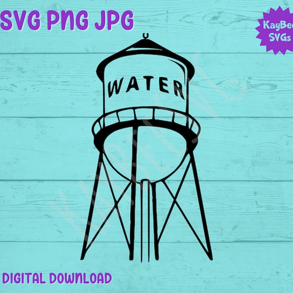 Water Tower SVG PNG JPG Clipart Digital Cut File Download for Cricut Silhouette Sublimation - Commercial Use