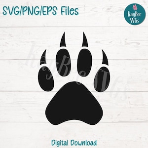 Wolf Paw Print SVG PNG EPS-gesneden bestanden voor Cricut, digitale download, lasergravure, sublimatie, afdrukbare clipart, illustraties commercieel gebruik