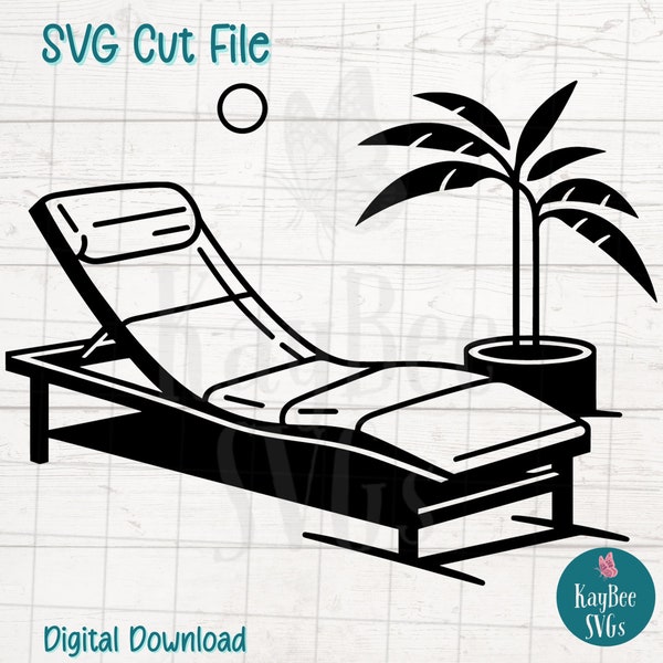 Chaise Lounge SVG Digital Cut Files for Cricut, Silhouette, Engraving, Sublimation, Printable Art, T-Shirt, Mug Press - Commercial Use