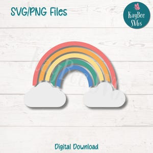 Arc-en-ciel nuages SVG PNG coupe des fichiers pour Cricut, téléchargement numérique silhouette, gravure laser, sublimation imprimable, clipart usage commercial