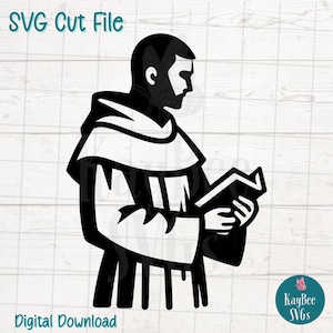 Katholischer Bruder SVG PNG Religiöser Charakter Clipart für historisches und kirchliches Kunsthandwerk | Schnittdatei für Cricut, Silhouette, Lasergravur