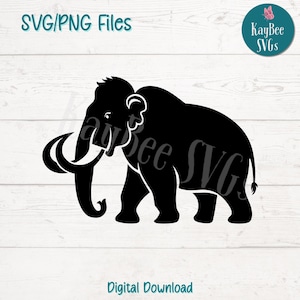 Wollige Mammut SVG PNG Schnittdatei für Cricut, Silhouette, Sublimation, Lasergravur, bedruckbare Cliparts, prähistorische Eiszeit Tierkunst